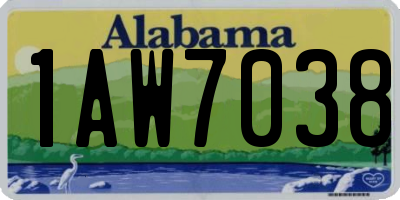 AL license plate 1AW7038