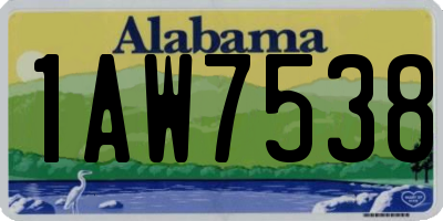 AL license plate 1AW7538