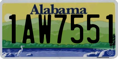 AL license plate 1AW7551