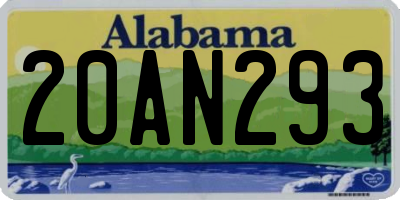 AL license plate 20AN293