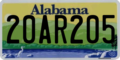 AL license plate 20AR205