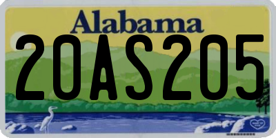 AL license plate 20AS205
