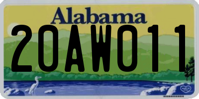AL license plate 20AW011
