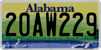 AL license plate 20AW229