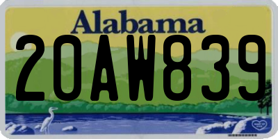 AL license plate 20AW839