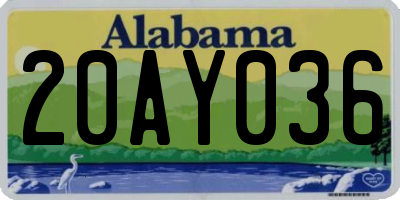 AL license plate 20AY036
