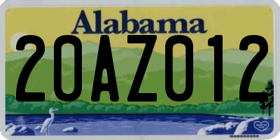 AL license plate 20AZ012