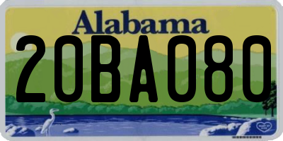 AL license plate 20BA080