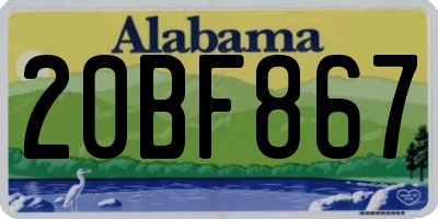 AL license plate 20BF867