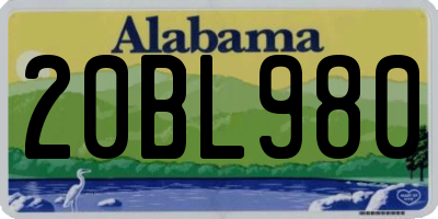 AL license plate 20BL980