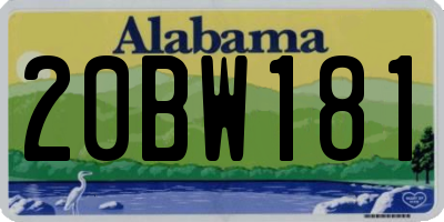 AL license plate 20BW181