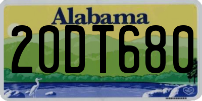 AL license plate 20DT680