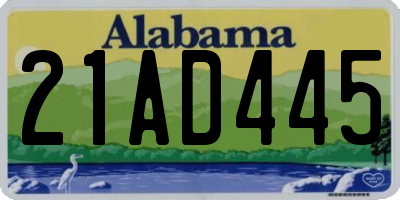 AL license plate 21AD445