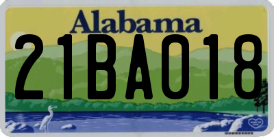 AL license plate 21BA018