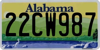 AL license plate 22CW987
