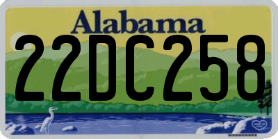 AL license plate 22DC258