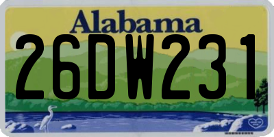 AL license plate 26DW231