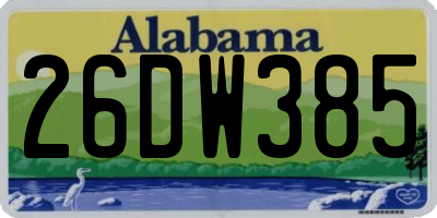 AL license plate 26DW385