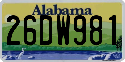 AL license plate 26DW981
