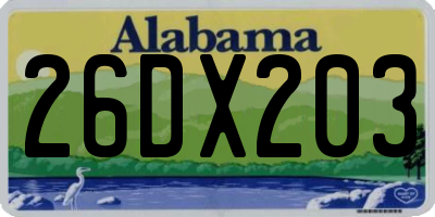 AL license plate 26DX203