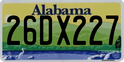 AL license plate 26DX227