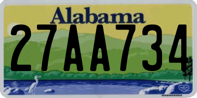 AL license plate 27AA734