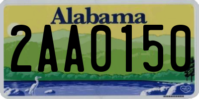 AL license plate 2AA0150