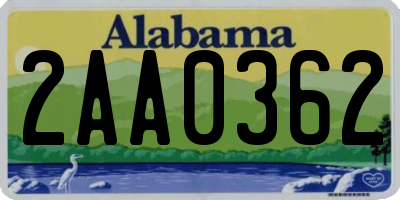 AL license plate 2AA0362