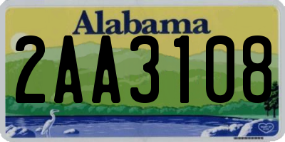 AL license plate 2AA3108