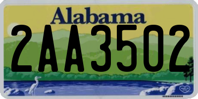 AL license plate 2AA3502