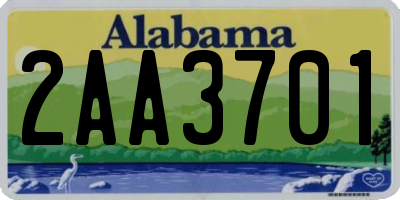 AL license plate 2AA3701