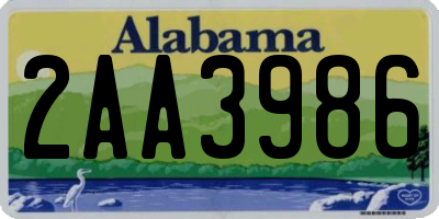 AL license plate 2AA3986