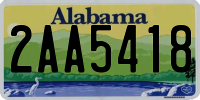 AL license plate 2AA5418