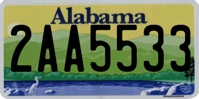 AL license plate 2AA5533