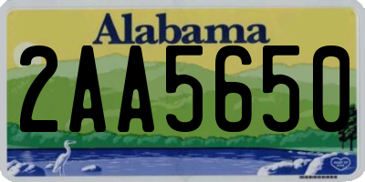 AL license plate 2AA5650