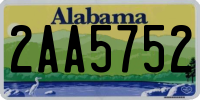 AL license plate 2AA5752