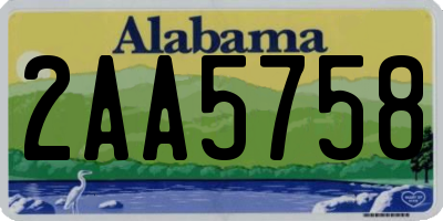AL license plate 2AA5758