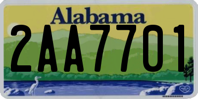 AL license plate 2AA7701