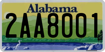 AL license plate 2AA8001