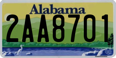 AL license plate 2AA8701