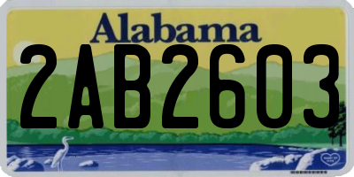 AL license plate 2AB2603