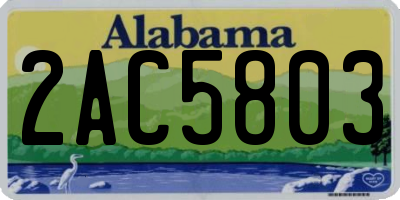 AL license plate 2AC5803