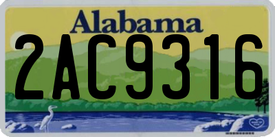 AL license plate 2AC9316