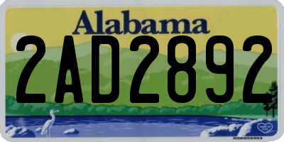 AL license plate 2AD2892