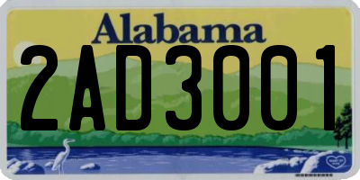 AL license plate 2AD3001