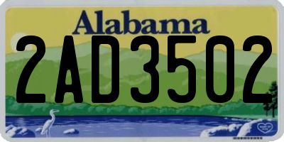 AL license plate 2AD3502