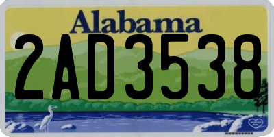 AL license plate 2AD3538