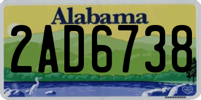 AL license plate 2AD6738