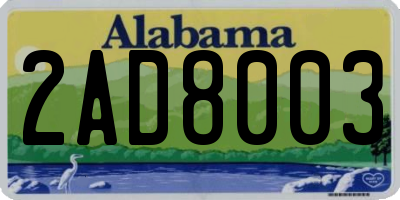 AL license plate 2AD8003