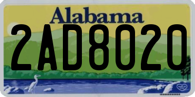 AL license plate 2AD8020